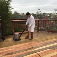 Power sanding a wood deck