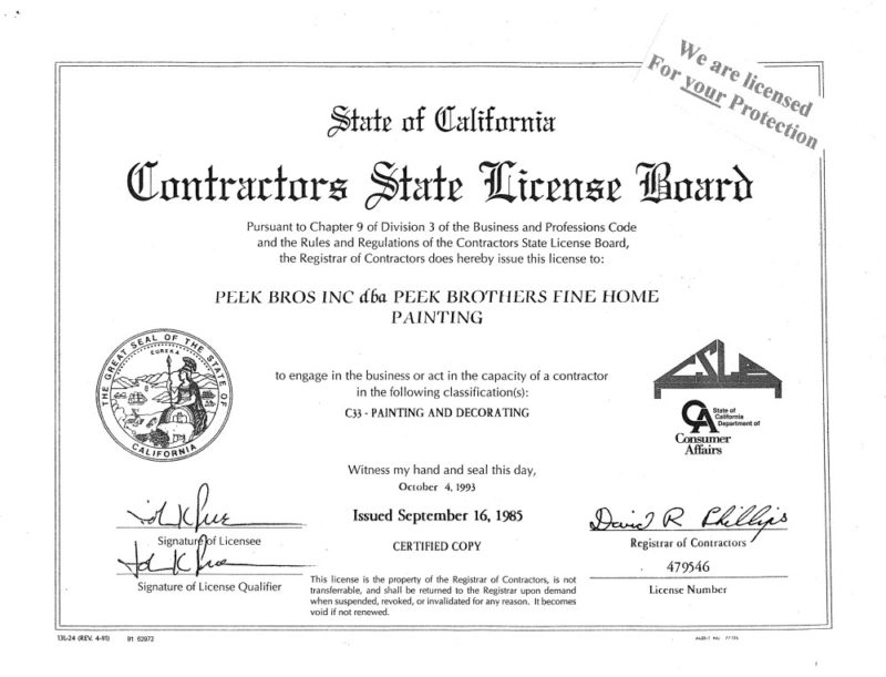 Painting Contractors License
