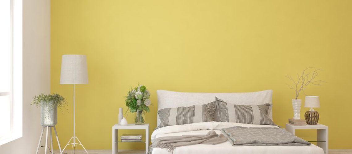 Yellow,Bedroom,Interior.,Scandinavian,Design.,3d,Illustration